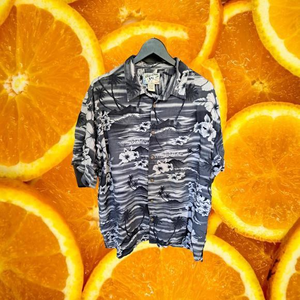 Big‎ Dogs Black and White Hawaiian Shirt Size XL